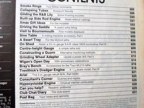 MODEL ENGINEER 20 NOV - 3 DEC 1987 MAGAZINE ( S.A. RAILWAYS CLASS 16DA )  (  (  0,20 kg )