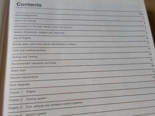 VW GOLF , JETTA , SCIROCCO 70'S / 80'S - WORKSHOP MANUAL