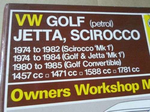 VW GOLF , JETTA , SCIROCCO 70'S / 80'S - WORKSHOP MANUAL