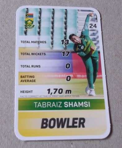 TABRAIZ SHAMSI - PICK N' PAY CRICKET SUPER CARDS NUMBER 24