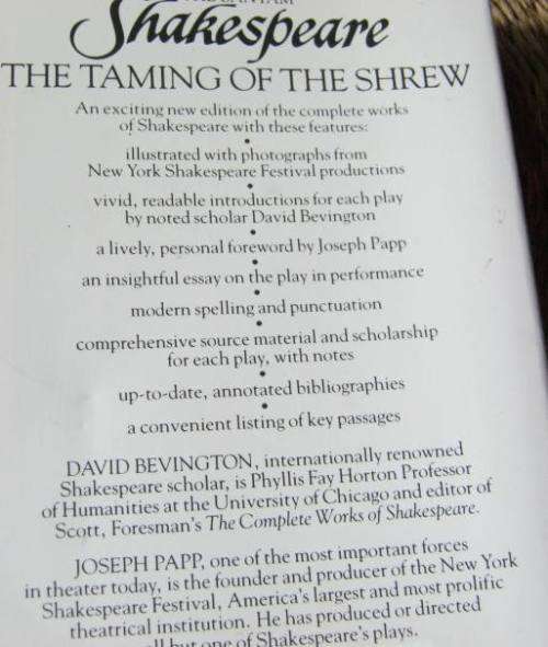 THE TAMING OF THE SHREW - SHAKESPEARE - BANTAM CLASSIC