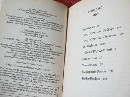 HENRY IV PART ONE - SHAKESPEARE - BANTAM CLASSIC