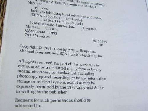 MATHEMAGICS - HOW TO LOOK LIKE A GENIUS WITHOUT REALLY TRYING - ARTHUR BENJAMIN ....