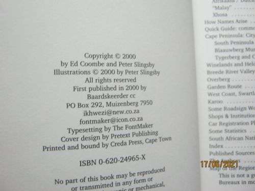 PLACE NAMES IN THE CAPE - BEARD SHAVER'S BUSH - ED COOMBE & PETER SLINGSBY