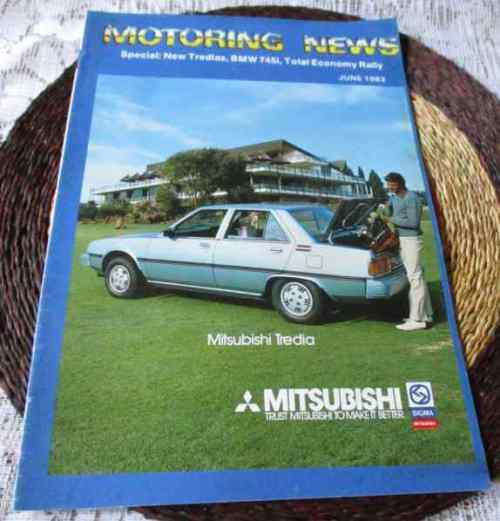 MOTORING NEWS ( S.A. ) JUNE 1983 ( MITSUBISHI TREDIA, RALLY, BMW 745i, KAWASAKI )
