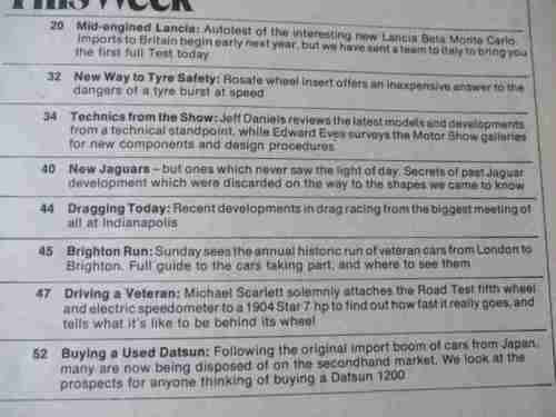 AUTOCAR MAGAZINE 1 NOVEMBER 1975 ( FORD CAPRI AD, LANCIA MONTE CARLO, DATSUN 1200 )