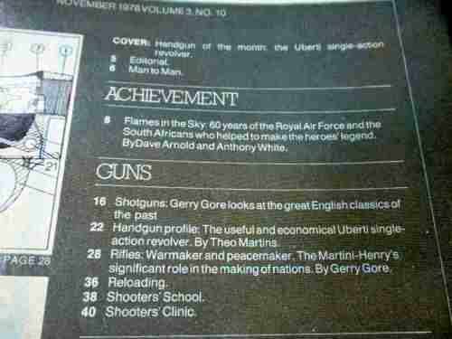 SA MAN MAGAZINE NOV 1978 ( SHOTGUN, UBERTI, MARTINI-HENRY, BARBEL FISHING )