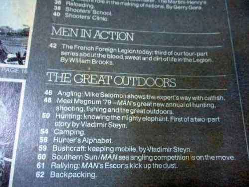 SA MAN MAGAZINE NOV 1978 ( SHOTGUN, UBERTI, MARTINI-HENRY, BARBEL FISHING )