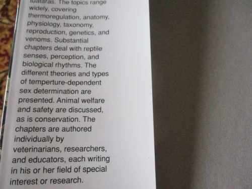 THE BIOLOGY,  HUSBANDRY AND HEALTH CARE OF REPTILES - VOLUME 1 - THE BIOLOGY OF REPTILES - LOWELL