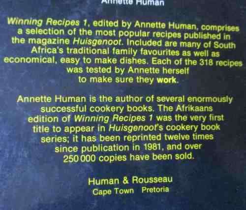 WINNING RECIPES 1 FROM HUISGENOOT - ANNETTE HUMAN