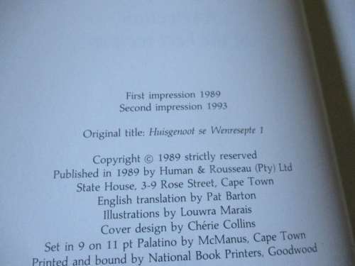 WINNING RECIPES 1 FROM HUISGENOOT - ANNETTE HUMAN