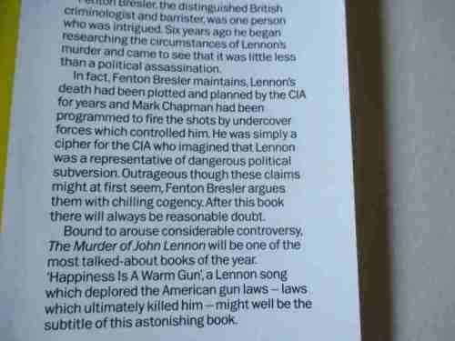 THE MURDER OF JOHN LENNON - FENTON BRESLER