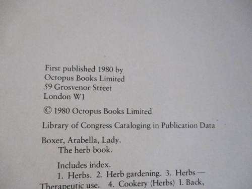 THE HERB BOOK - ARABELLA BOXER & PHILIPPA BACK