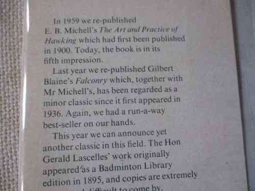 THE ART OF FALCONRY - THE HON GERALD LASCELLES