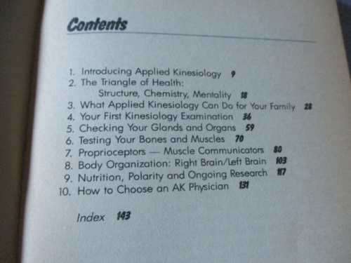 APPLIED KINESIOLOGY - MUSCLE RESPONSE IN DIAGNOSIS, THERAPY AND PREVENTITIVE MEDICINE