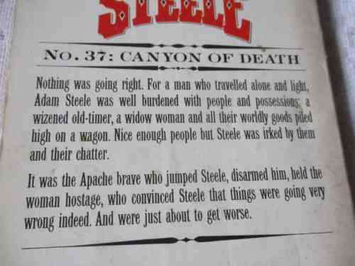 ADAM STEEL N0 3 CANYON OF DEATH - GEORGE G GILMAN ( WESTERN )
