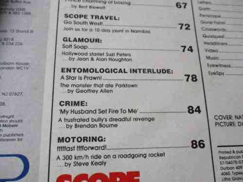 SCOPE MAGAZINE 11 AUG 1989 ( JOSE CUERVO WET T-SHIRT COMPETITION S.A., JOHANNES KERKORREL