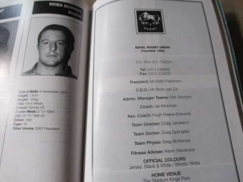 WHO`S WHO OF SOUTH AFRICAN RUGBY 1998 / 1999 - EDITOR CHRIS SCHOEMAN