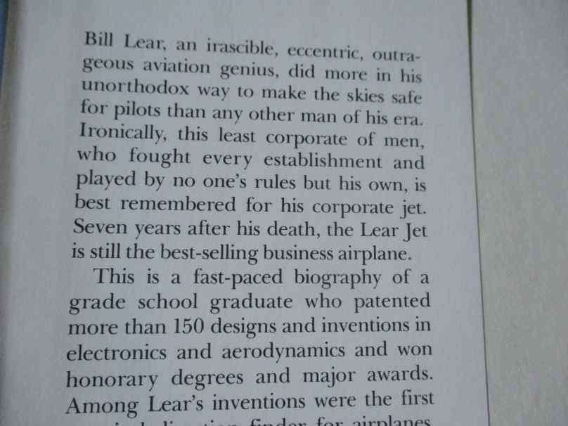 STORMY GENIUS - THE LIFE OF AVIATIONS MAVERICK BILL LEAR - RICHARD RASHKE