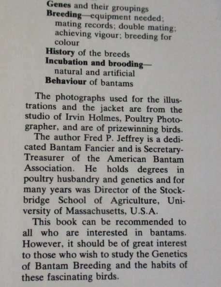BANTAM BREEDING AND GENETICS - FRED P JEFFREY