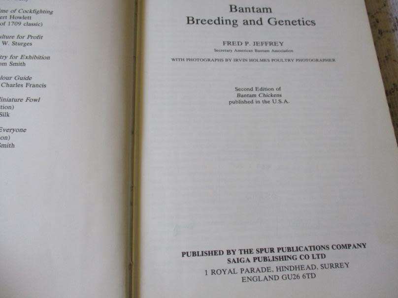 BANTAM BREEDING AND GENETICS - FRED P JEFFREY