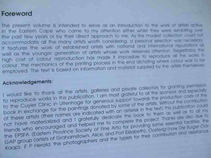 A SELECTION OF EASTERN CAPE ART - COMPILED BY HELENA THERON - SIGNED