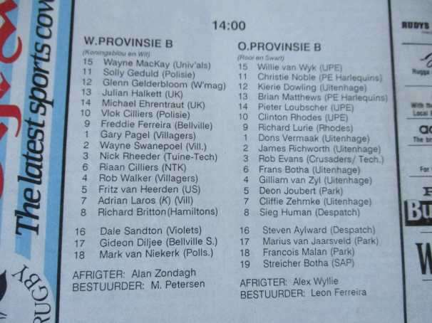 WP vs EP 4 JULY 1992 - RUGBY PROGRAMME