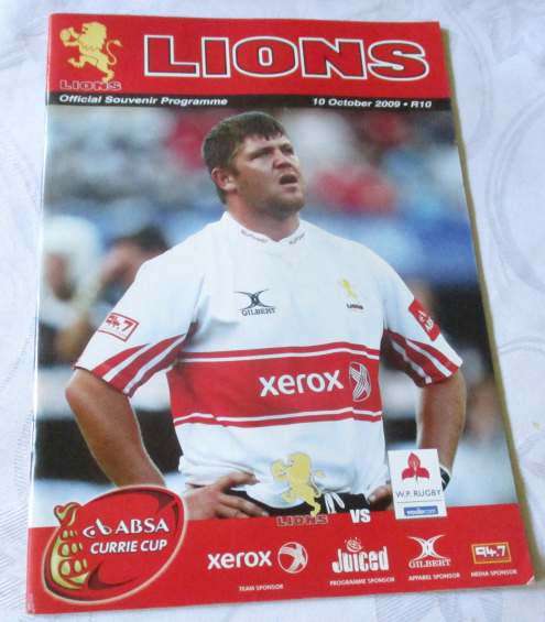 LIONS vs WP 10 OCTOBER 2008  - RUGBY PROGRAMME