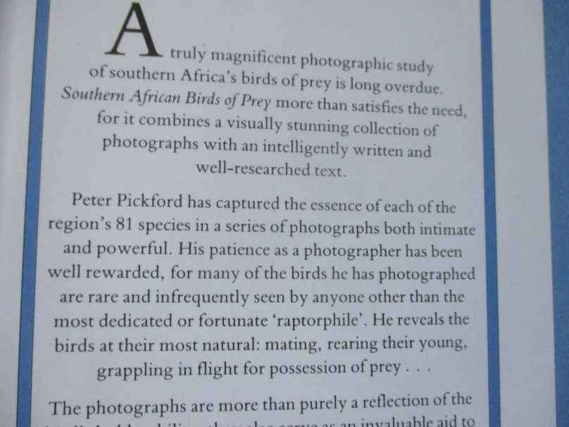 SOUTHERN AFRICAN BIRDS OF PREY - PETER AND BEVERLEY PICKFORD & WARWICK TARBOTON