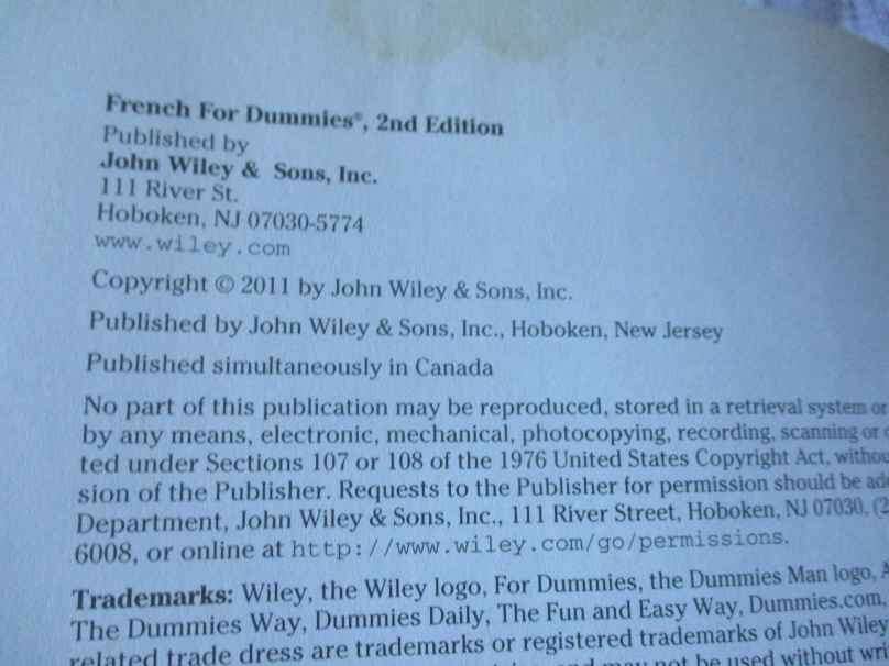 FRENCH FOR DUMMIES ( 2ND EDITION ) ( BOOK & CD )