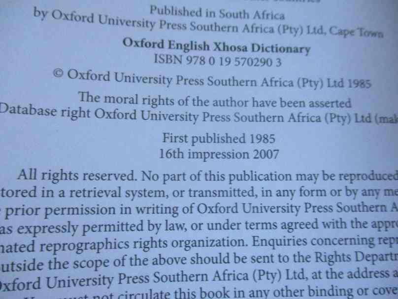 OXFORD ENGLISH - XHOSA DICTIONARY