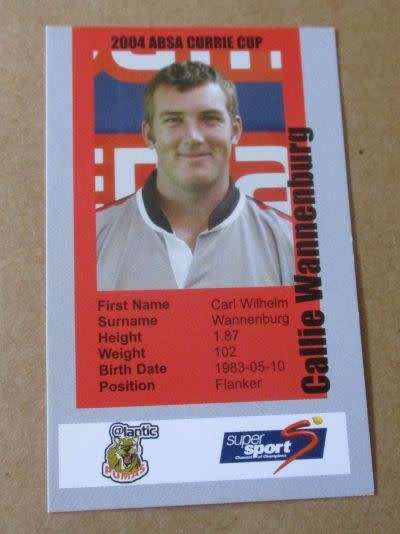CALLIE WANNENBURG - PUMAS RUGBY - 2004 CURRIE CUP - SUPER SPORT COLLECTORS CARD