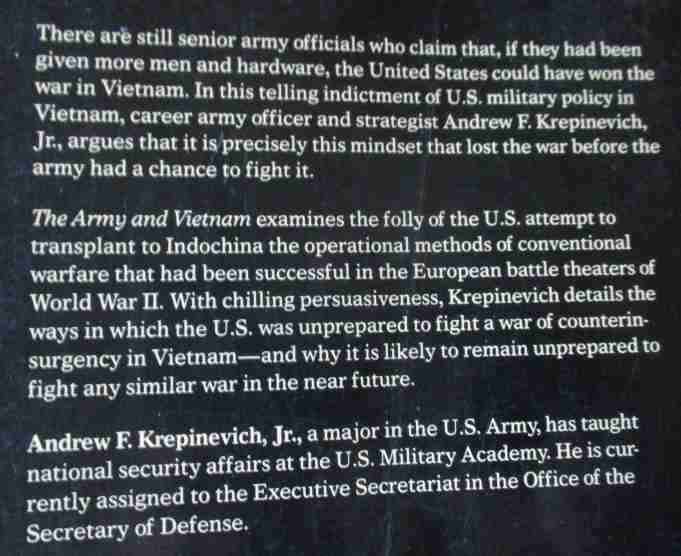 THE ARMY AND VIETNAM - ANDREW F KREPINEVICH, JR