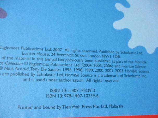 HORRIBLE SCIENCE ANNUAL 2008