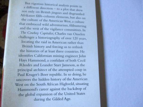 THE COWBOY CAPITALIST - JOHN HAYS HAMMOND, THE AMERICAN WEST & THE JAMESON RAID  CHARLES VAN ONSELEN