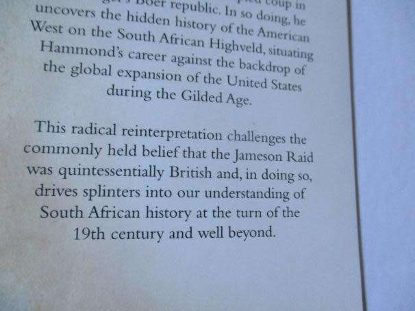 THE COWBOY CAPITALIST - JOHN HAYS HAMMOND, THE AMERICAN WEST & THE JAMESON RAID  CHARLES VAN ONSELEN