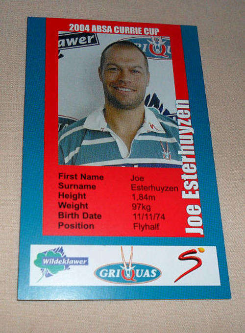 JOE ESTERHUYZEN - GRIQUAS - 2004 CURRIE CUP CARD