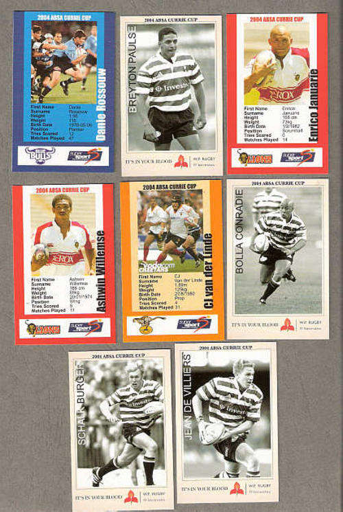 COLLECTORS CARDS - FAVOURITE S.A. RUGBY PLAYERS