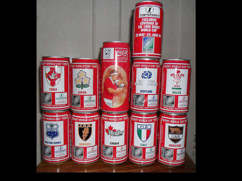 RUGBY WORLD CUP 1995 COLLECTABLE COCA COLA TINS X 11