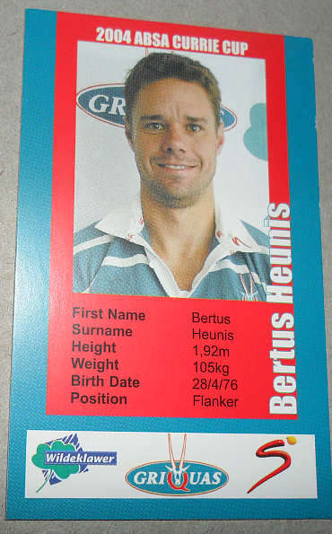 BERTUS HEUNIS - GRIQUAS 2004 CURRIE CUP