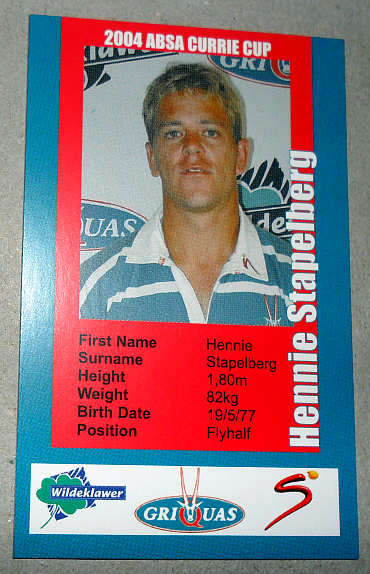 HENNIE STAPELBERG - GRIQUAS 2004 ABSA CURRIE CUP