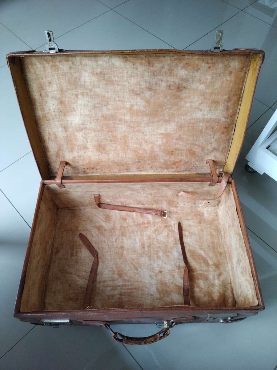 Antique British made leather suitcase