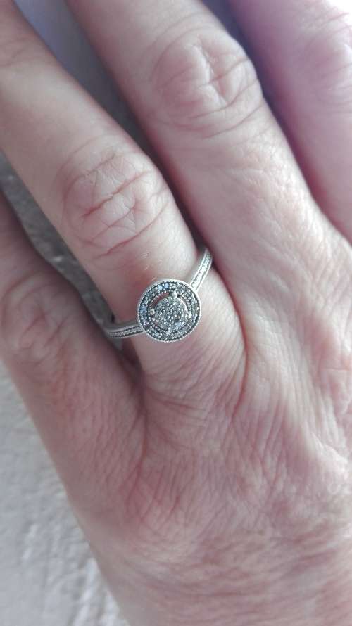 37 Stone Natural Diamond Ring set in Sterling Silver