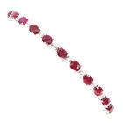NATURAL OVAL RED BLOOD RUBY TENNIS BRACELET IN STERLING SILVER SETTING