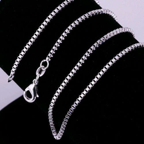 2MM SOLID 925 STERLING SILVER (STAMPED) BOX NECKLACE CHAIN
