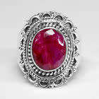 HANDCRAFTED NATURAL RED RUBY GEMSTONE RING IN 925 STERLING SILVER SETTING