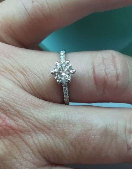 CERTIFIED 1.11CT ROUND CUT VS2/G SOLITAIRE PAVE DIAMOND ENGAGEMENT RING IN 14K WHITE GOLD SETTING