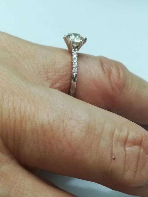 CERTIFIED 1.11CT ROUND CUT VS2/G SOLITAIRE PAVE DIAMOND ENGAGEMENT RING IN 14K WHITE GOLD SETTING