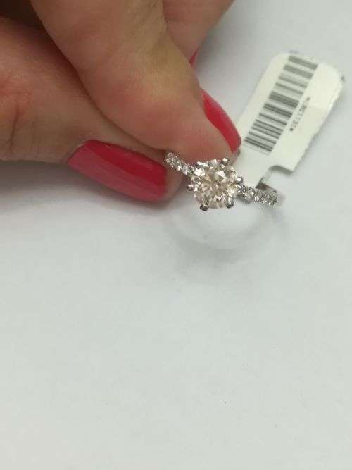 CERTIFIED 1.11CT ROUND CUT VS2/G SOLITAIRE PAVE DIAMOND ENGAGEMENT RING IN 14K WHITE GOLD SETTING