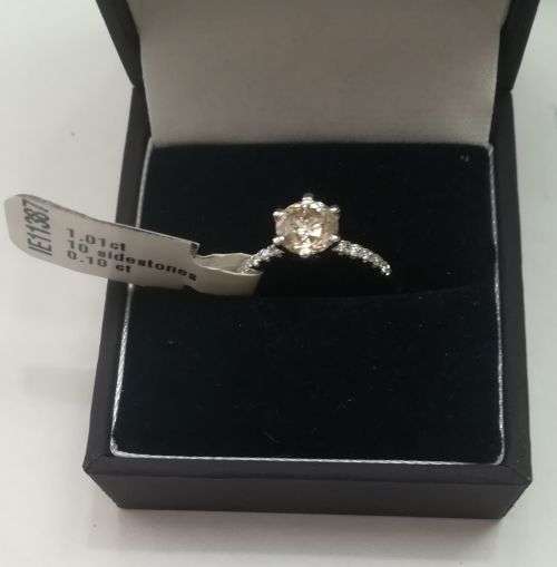 CERTIFIED 1.11CT ROUND CUT VS2/G SOLITAIRE PAVE DIAMOND ENGAGEMENT RING IN 14K WHITE GOLD SETTING